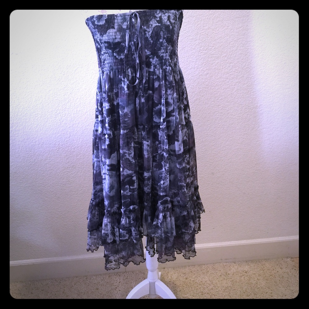 LAPIS Gray floral strapless dress/skirt [DR-9]